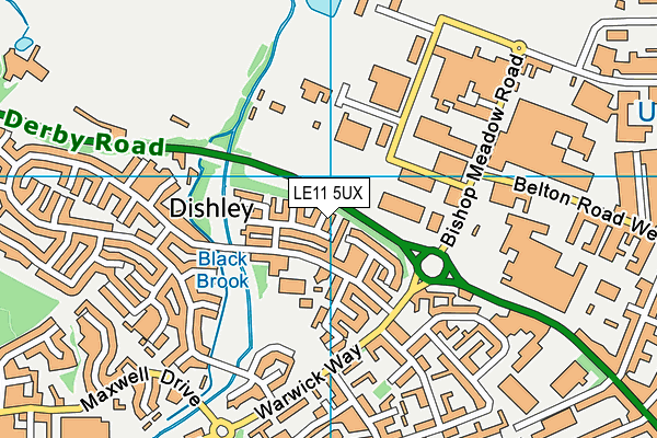 LE11 5UX map - OS VectorMap District (Ordnance Survey)