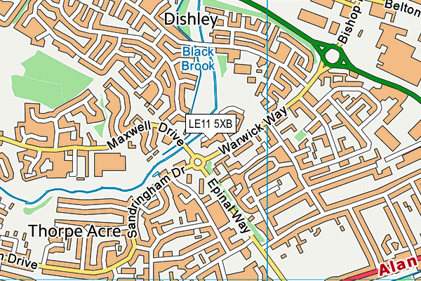 LE11 5XB map - OS VectorMap District (Ordnance Survey)