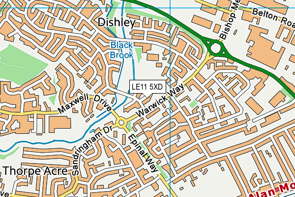 LE11 5XD map - OS VectorMap District (Ordnance Survey)