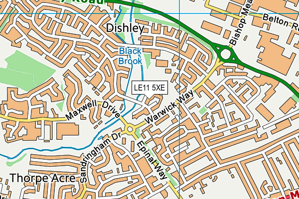 LE11 5XE map - OS VectorMap District (Ordnance Survey)