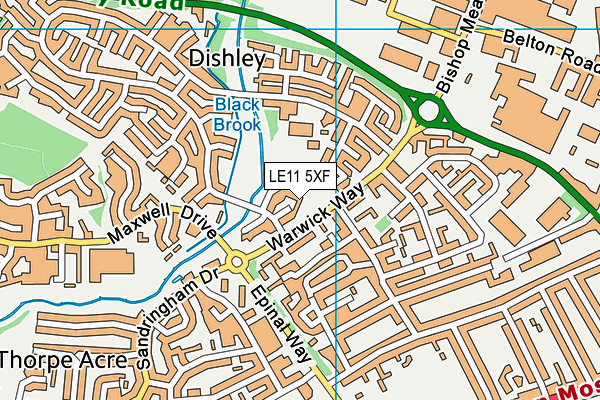 LE11 5XF map - OS VectorMap District (Ordnance Survey)