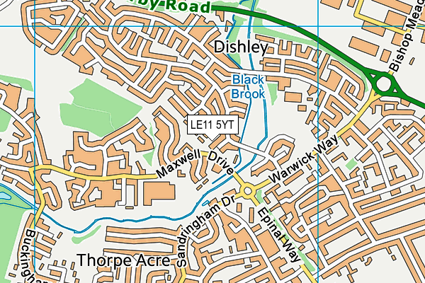 LE11 5YT map - OS VectorMap District (Ordnance Survey)