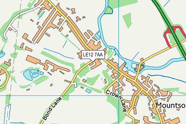 LE12 7AA map - OS VectorMap District (Ordnance Survey)