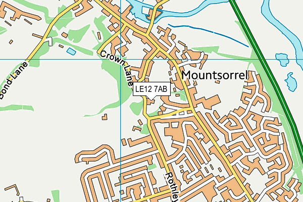 LE12 7AB map - OS VectorMap District (Ordnance Survey)