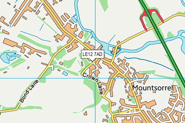 LE12 7AD map - OS VectorMap District (Ordnance Survey)