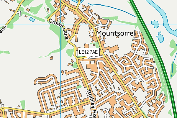 LE12 7AE map - OS VectorMap District (Ordnance Survey)