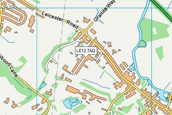 LE12 7AQ map - OS VectorMap District (Ordnance Survey)