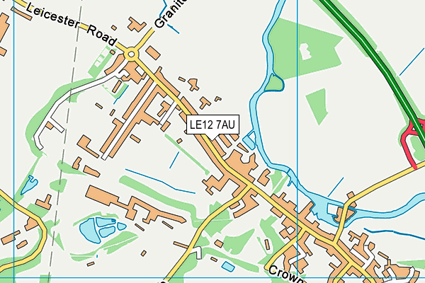 LE12 7AU map - OS VectorMap District (Ordnance Survey)