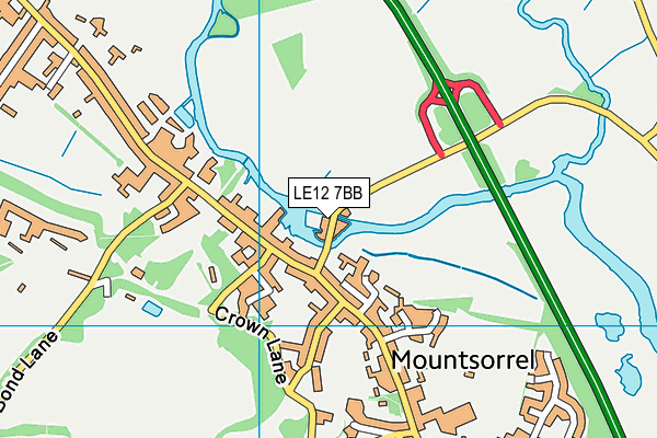 LE12 7BB map - OS VectorMap District (Ordnance Survey)