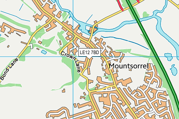 LE12 7BD map - OS VectorMap District (Ordnance Survey)