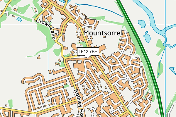 LE12 7BE map - OS VectorMap District (Ordnance Survey)