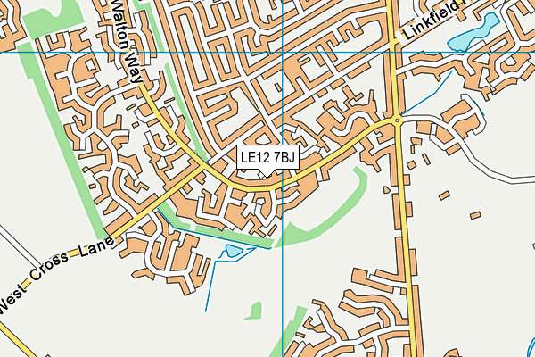 LE12 7BJ map - OS VectorMap District (Ordnance Survey)