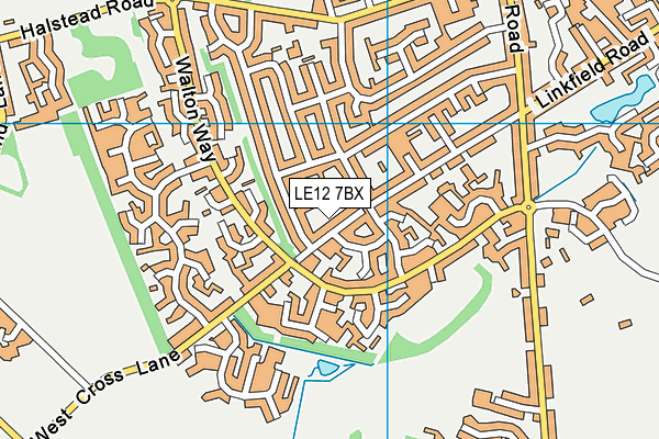 LE12 7BX map - OS VectorMap District (Ordnance Survey)