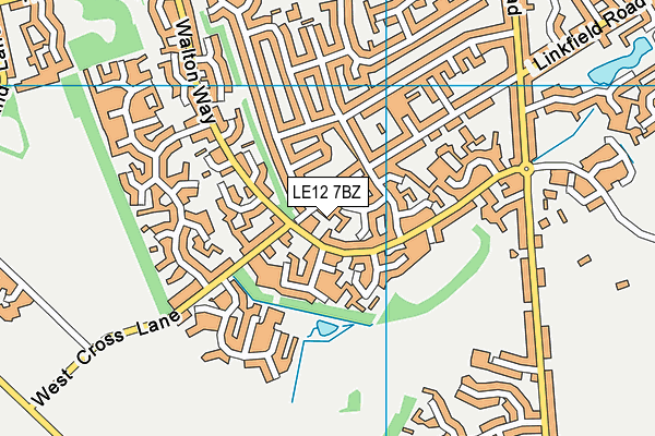 LE12 7BZ map - OS VectorMap District (Ordnance Survey)