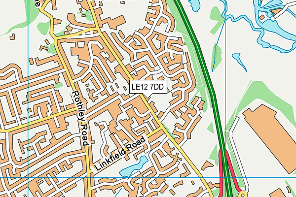 LE12 7DD map - OS VectorMap District (Ordnance Survey)