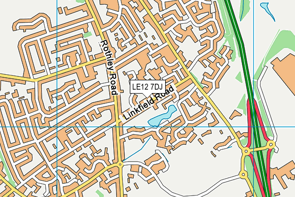 LE12 7DJ map - OS VectorMap District (Ordnance Survey)