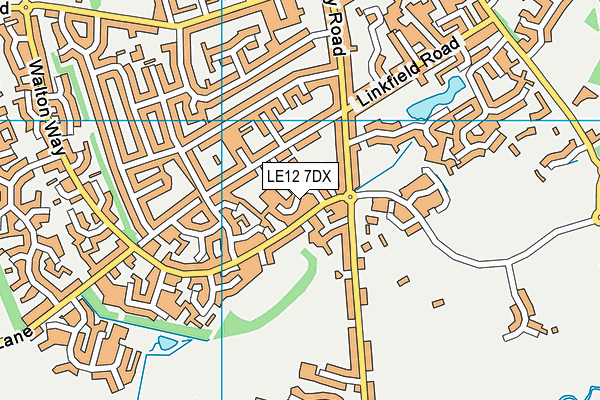 LE12 7DX map - OS VectorMap District (Ordnance Survey)