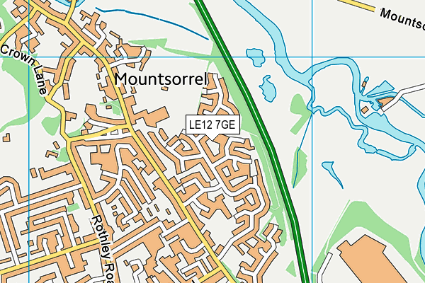 LE12 7GE map - OS VectorMap District (Ordnance Survey)