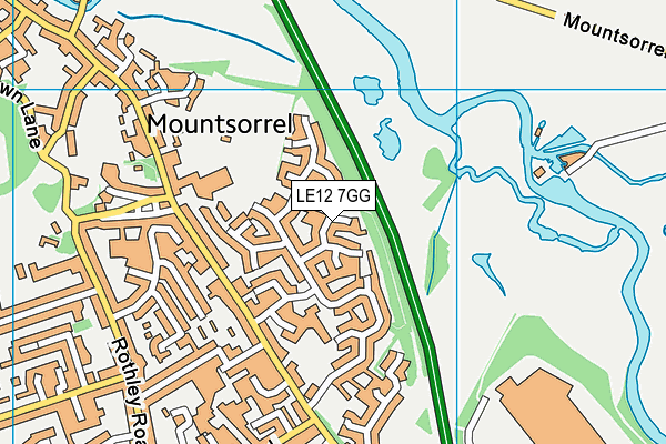 LE12 7GG map - OS VectorMap District (Ordnance Survey)