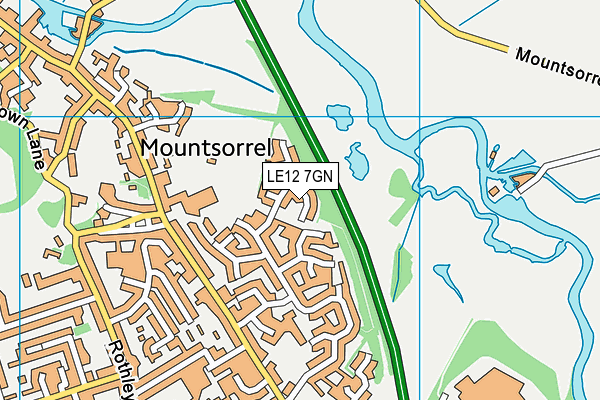 LE12 7GN map - OS VectorMap District (Ordnance Survey)