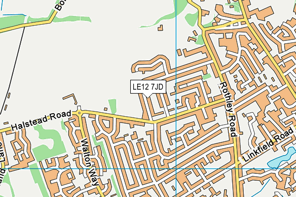 LE12 7JD map - OS VectorMap District (Ordnance Survey)