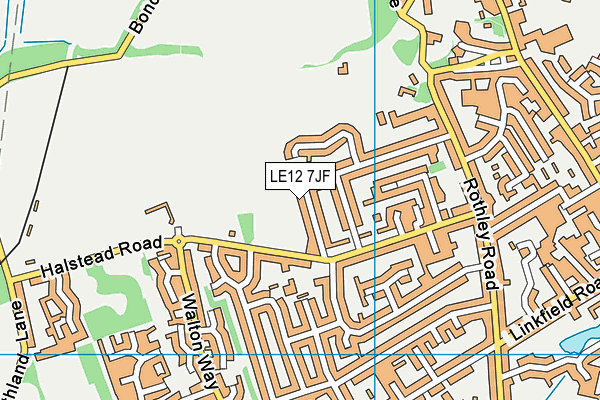 LE12 7JF map - OS VectorMap District (Ordnance Survey)