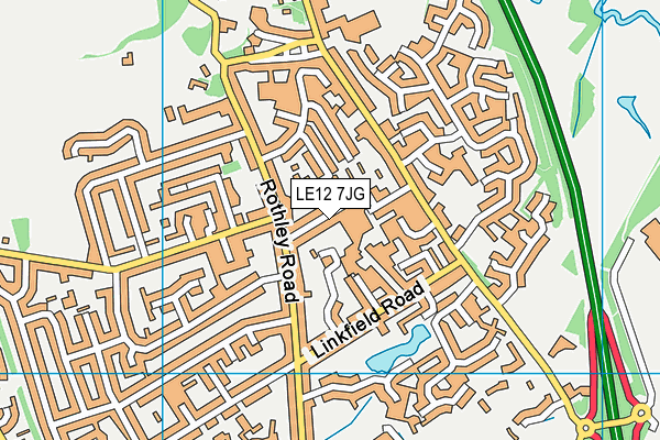 LE12 7JG map - OS VectorMap District (Ordnance Survey)