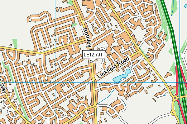 LE12 7JT map - OS VectorMap District (Ordnance Survey)