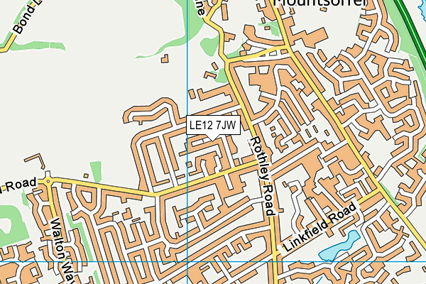 LE12 7JW map - OS VectorMap District (Ordnance Survey)