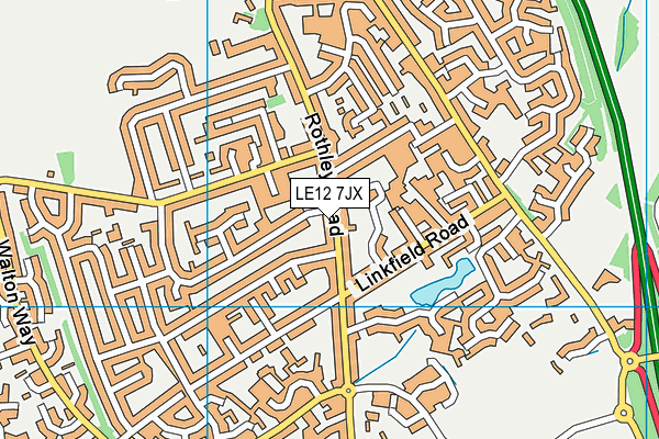 LE12 7JX map - OS VectorMap District (Ordnance Survey)