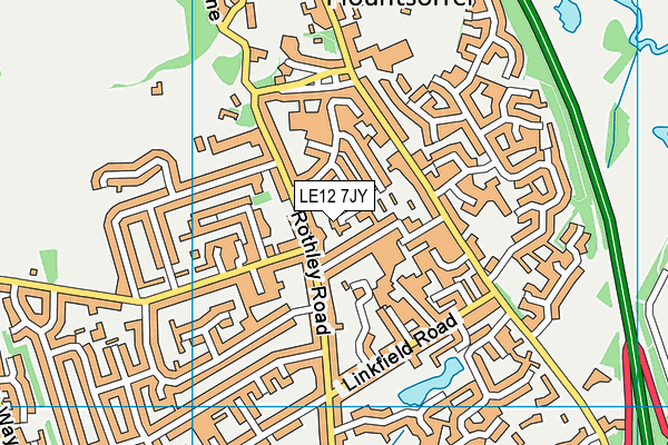 LE12 7JY map - OS VectorMap District (Ordnance Survey)