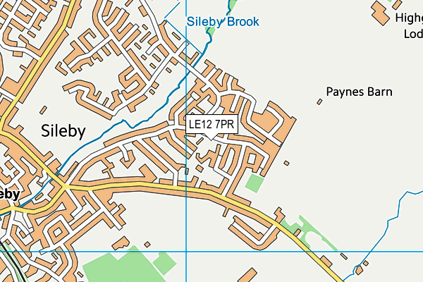 LE12 7PR map - OS VectorMap District (Ordnance Survey)