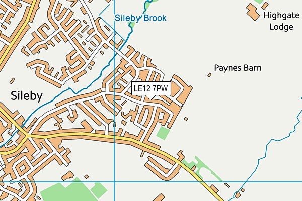 LE12 7PW map - OS VectorMap District (Ordnance Survey)