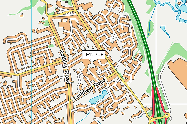 LE12 7UB map - OS VectorMap District (Ordnance Survey)