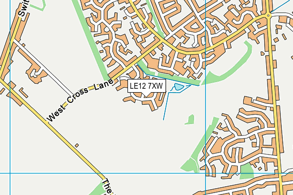 LE12 7XW map - OS VectorMap District (Ordnance Survey)