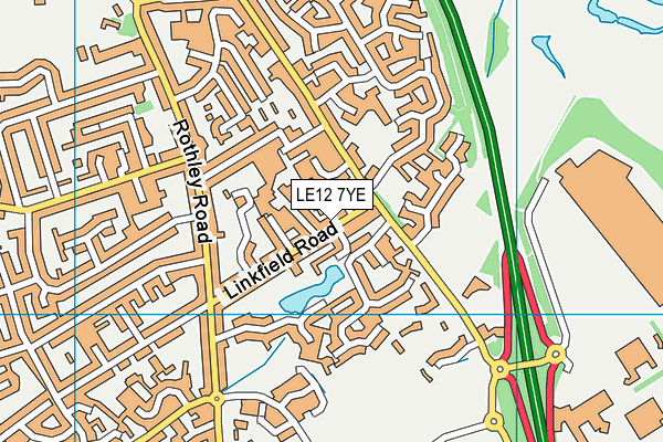 LE12 7YE map - OS VectorMap District (Ordnance Survey)