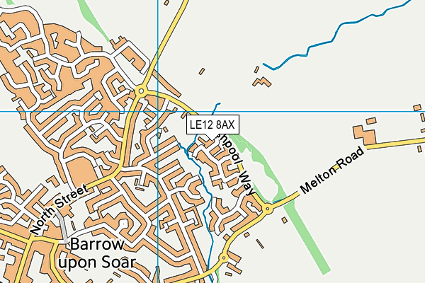 LE12 8AX map - OS VectorMap District (Ordnance Survey)