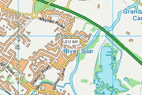 LE12 8AY map - OS VectorMap District (Ordnance Survey)