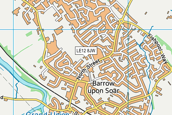 LE12 8JW map - OS VectorMap District (Ordnance Survey)