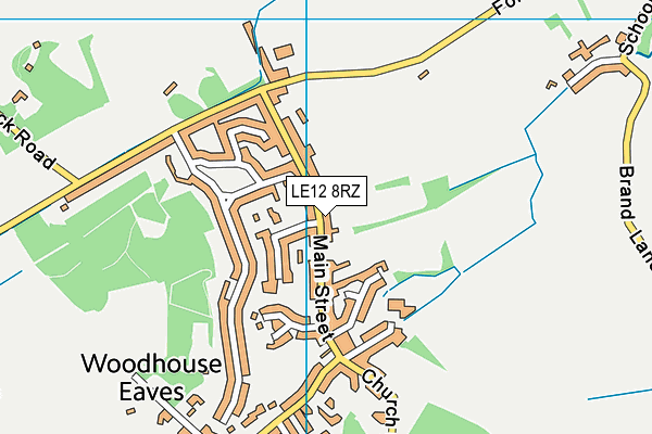 LE12 8RZ map - OS VectorMap District (Ordnance Survey)