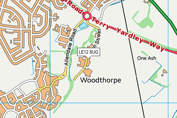 LE12 8UG map - OS VectorMap District (Ordnance Survey)