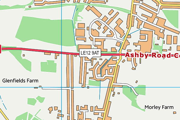 LE12 9AT map - OS VectorMap District (Ordnance Survey)