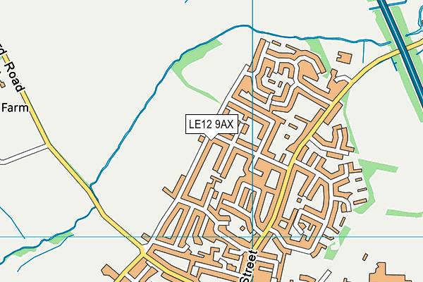 LE12 9AX map - OS VectorMap District (Ordnance Survey)