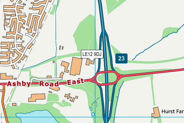 LE12 9DJ map - OS VectorMap District (Ordnance Survey)