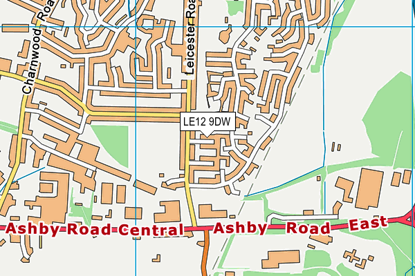 LE12 9DW map - OS VectorMap District (Ordnance Survey)