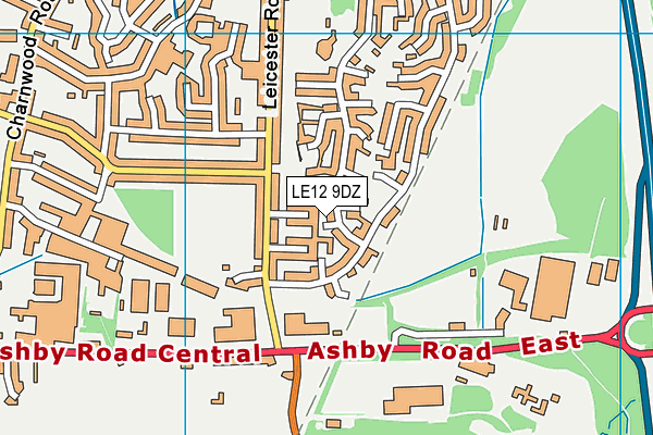 LE12 9DZ map - OS VectorMap District (Ordnance Survey)