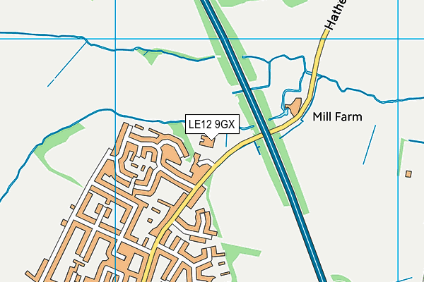 LE12 9GX map - OS VectorMap District (Ordnance Survey)