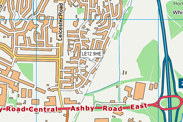 LE12 9HE map - OS VectorMap District (Ordnance Survey)