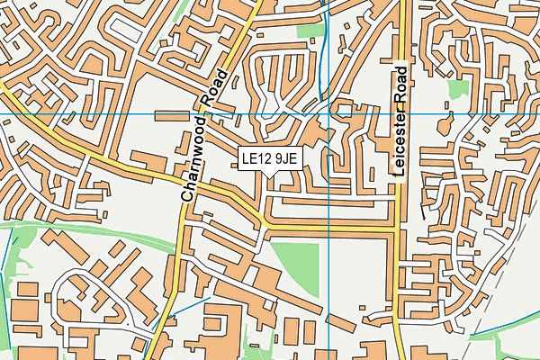 LE12 9JE map - OS VectorMap District (Ordnance Survey)