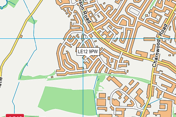 LE12 9PW map - OS VectorMap District (Ordnance Survey)